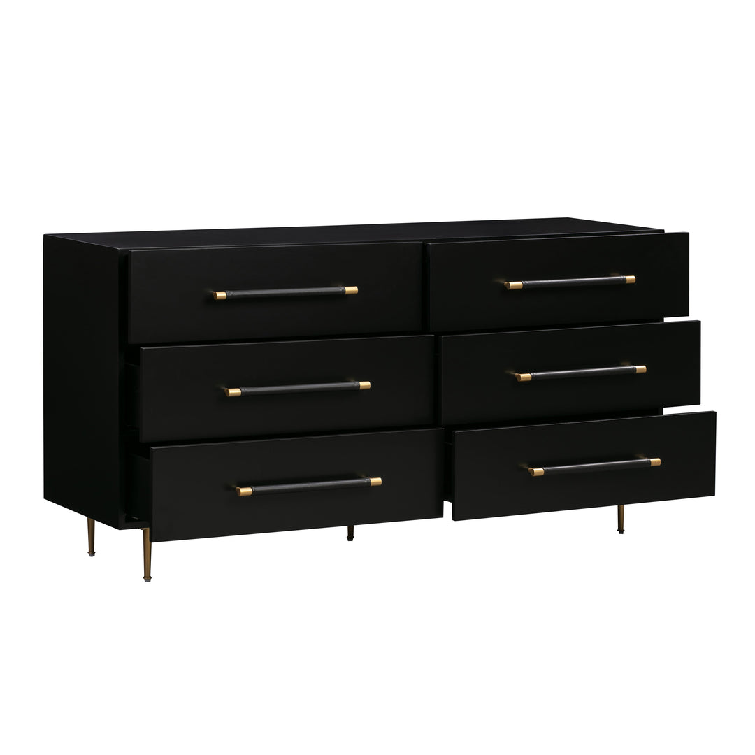 Trident 62" Black 6-Drawer Dresser