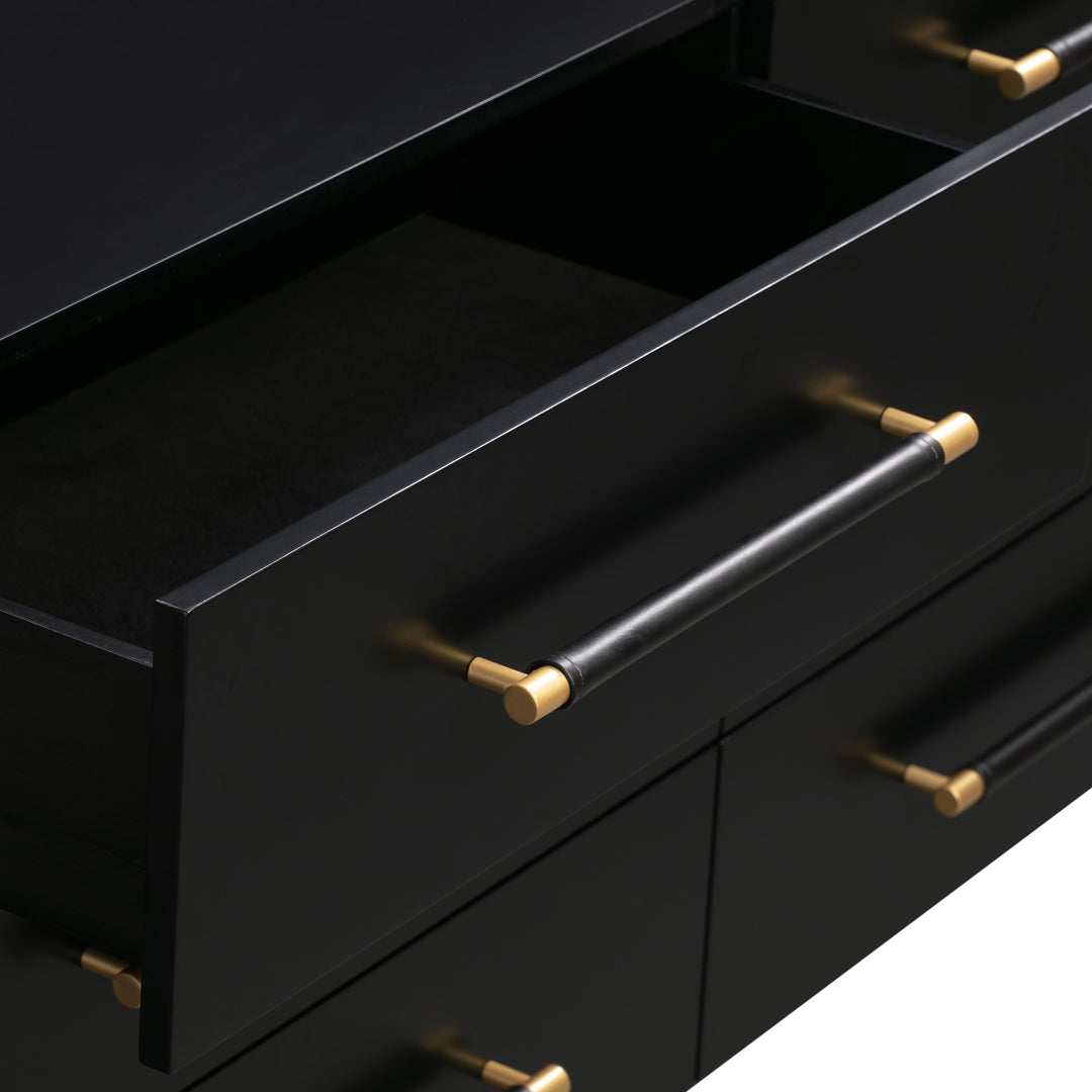 Trident 62" Black 6-Drawer Dresser