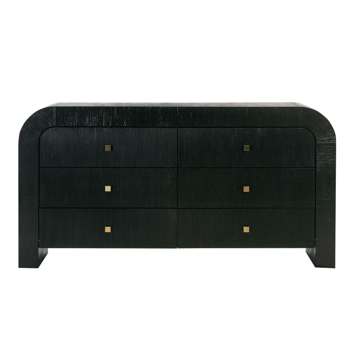 Hump 62" Black Acacia Arched 6-Drawer Dresser