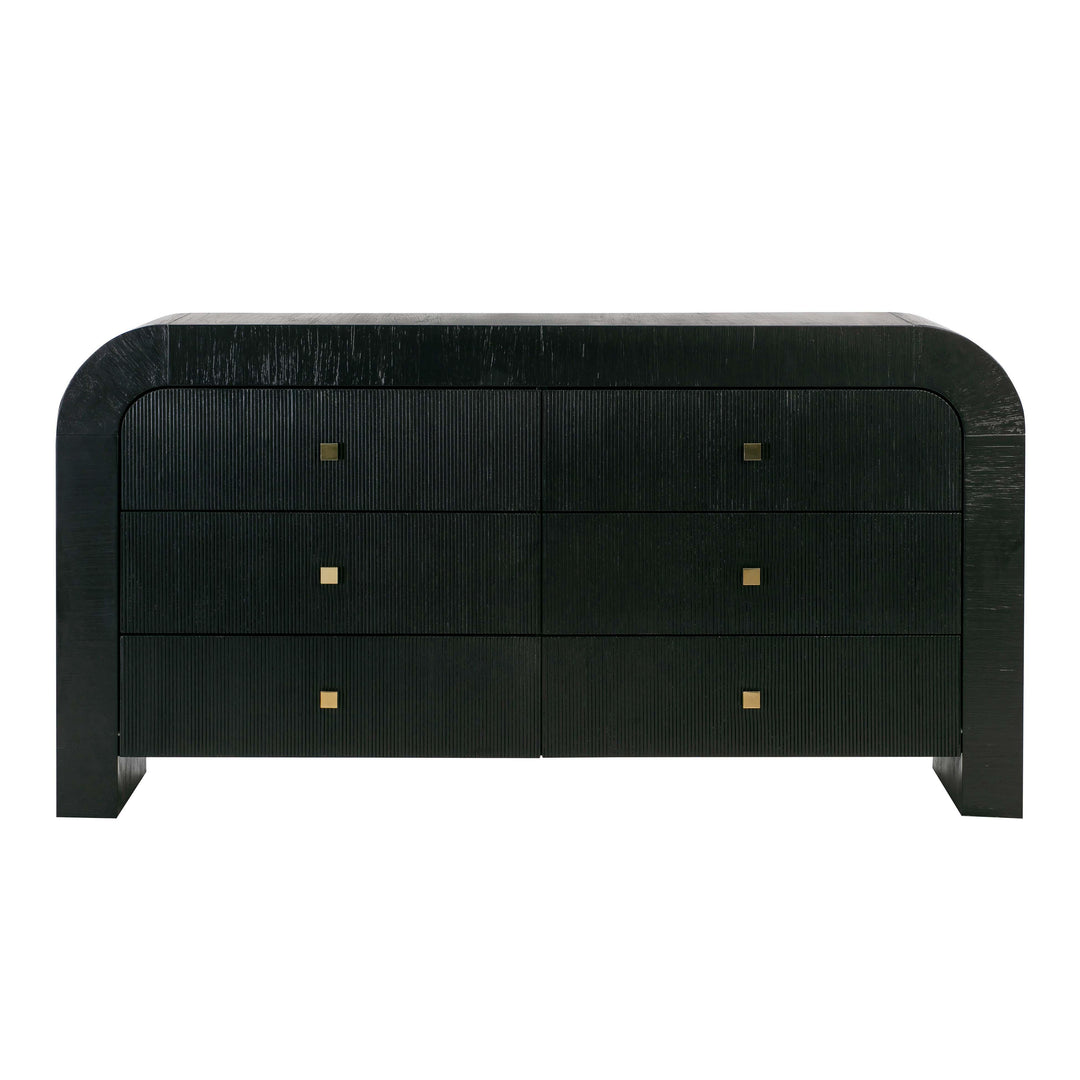 Hump 62" Black Acacia Arched 6-Drawer Dresser