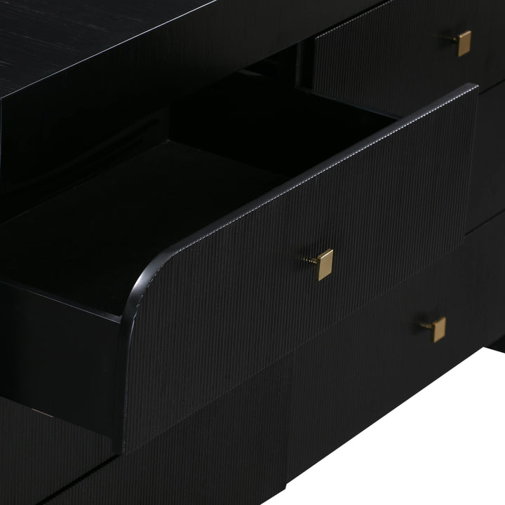 Hump 62" Black Acacia Arched 6-Drawer Dresser