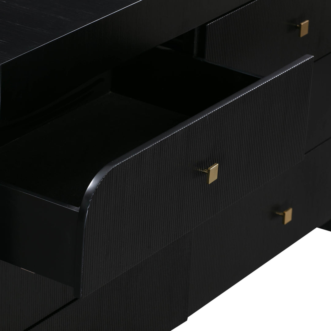 Hump 62" Black Acacia Arched 6-Drawer Dresser