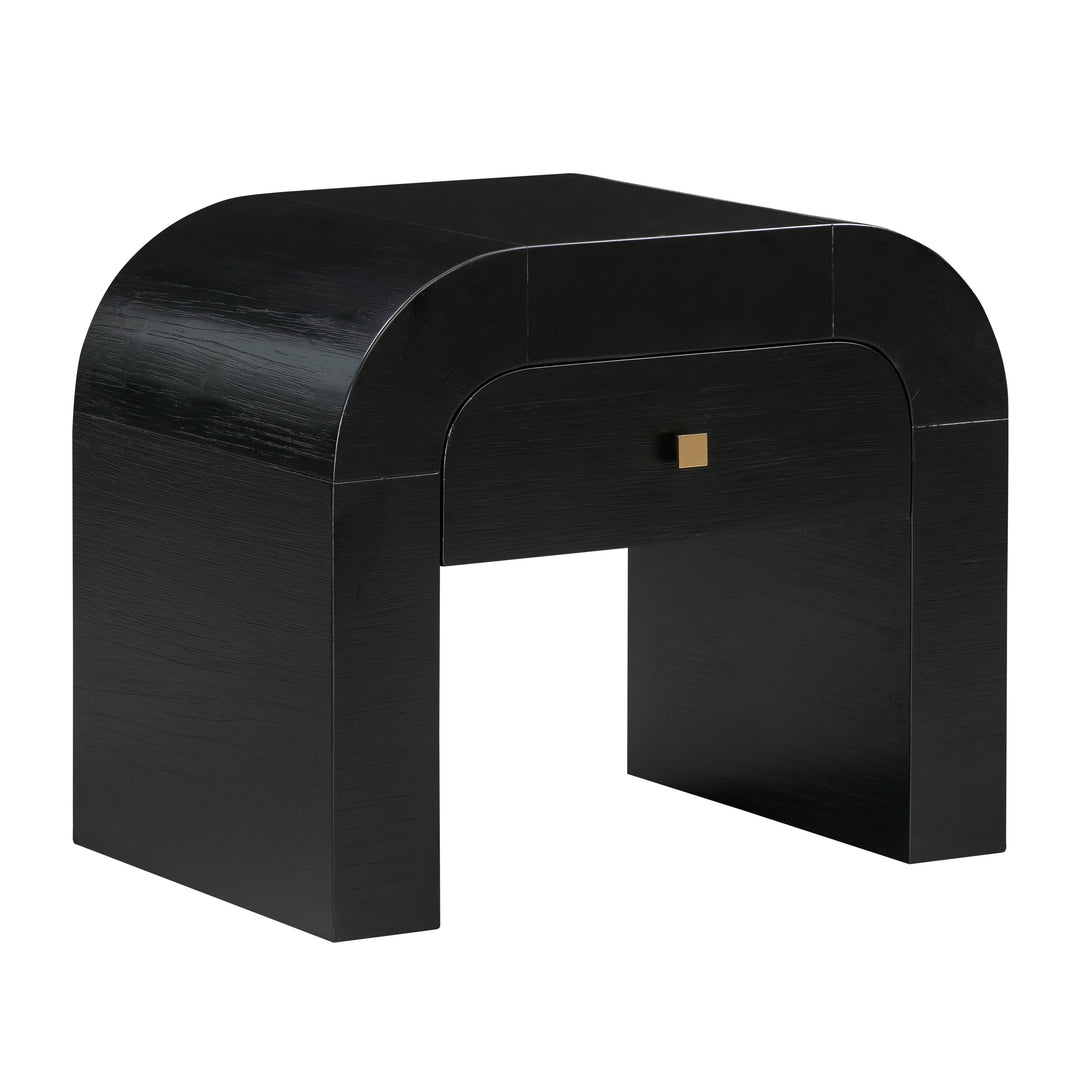 Hump 26" Black Acacia Arched Nightstand With Drawer