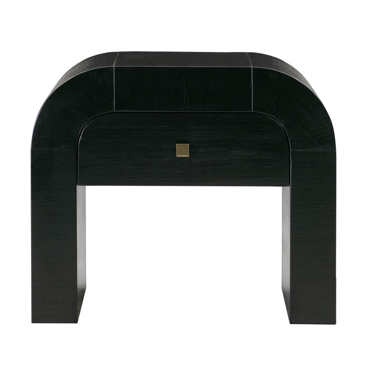 Hump 26" Black Acacia Arched Nightstand With Drawer