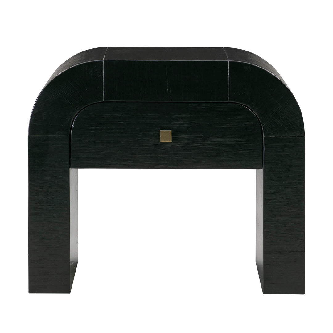 Hump 26" Black Acacia Arched Nightstand With Drawer