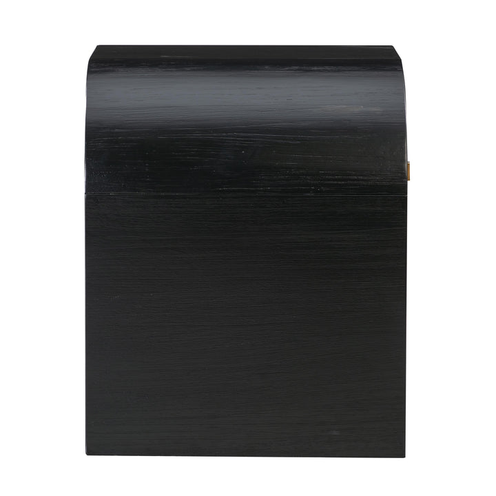 Hump 26" Black Acacia Arched Nightstand With Drawer