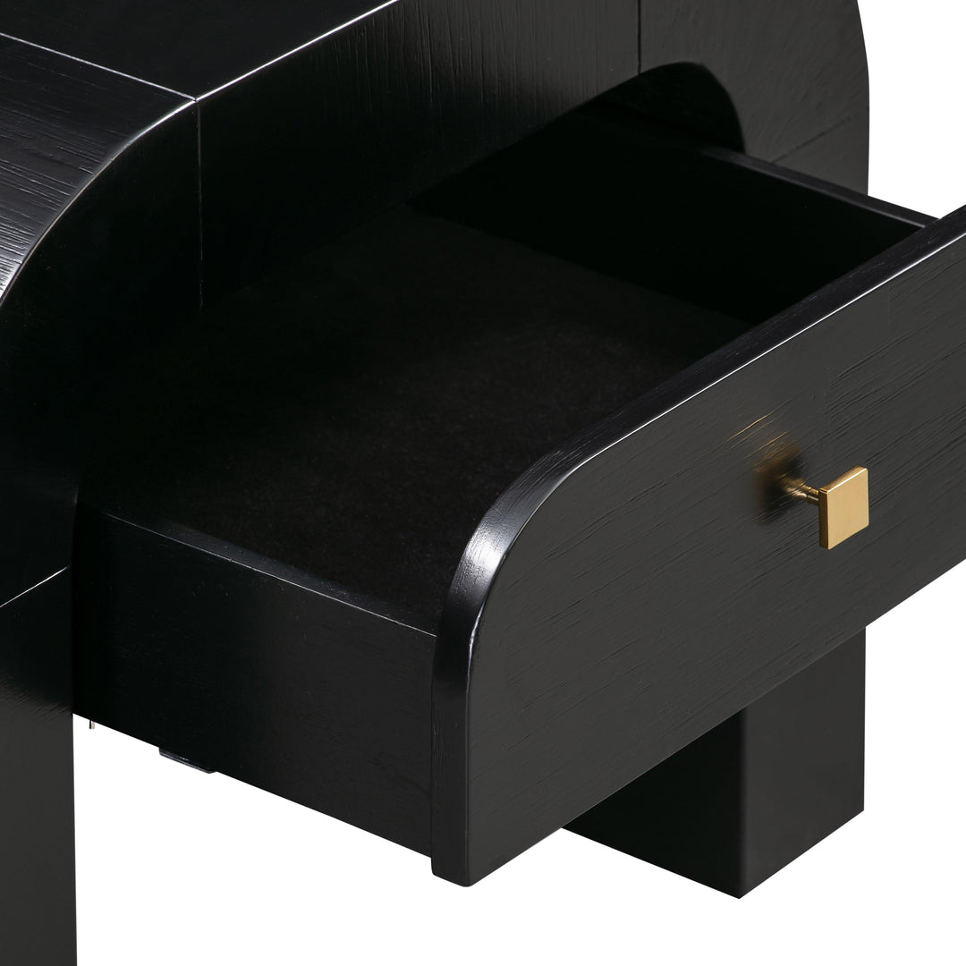 Hump 26" Black Acacia Arched Nightstand With Drawer