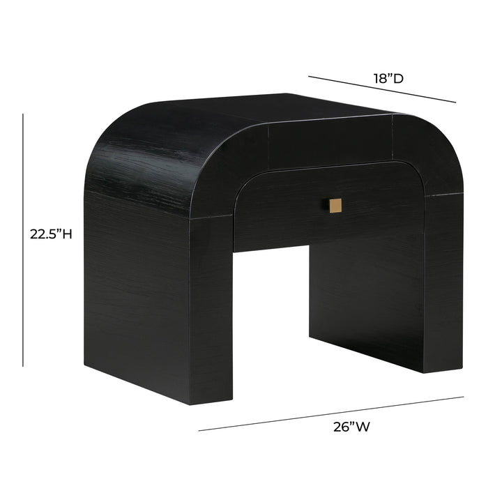 Hump 26" Black Acacia Arched Nightstand With Drawer