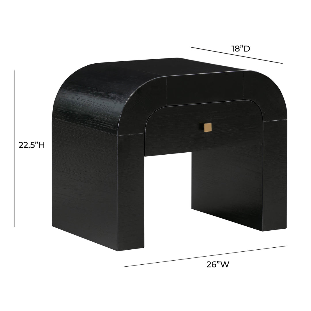 Hump 26" Black Acacia Arched Nightstand With Drawer