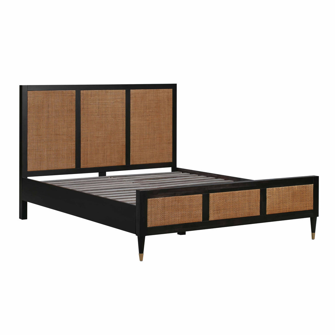 Sierra Black Wood &amp; Rattan Bed - King
