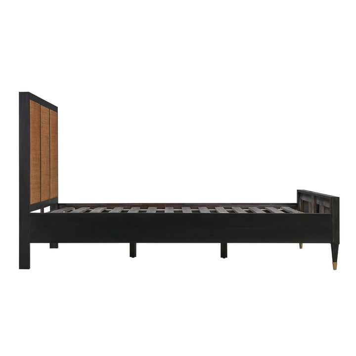 Sierra Black Wood &amp;amp; Rattan Bed - King