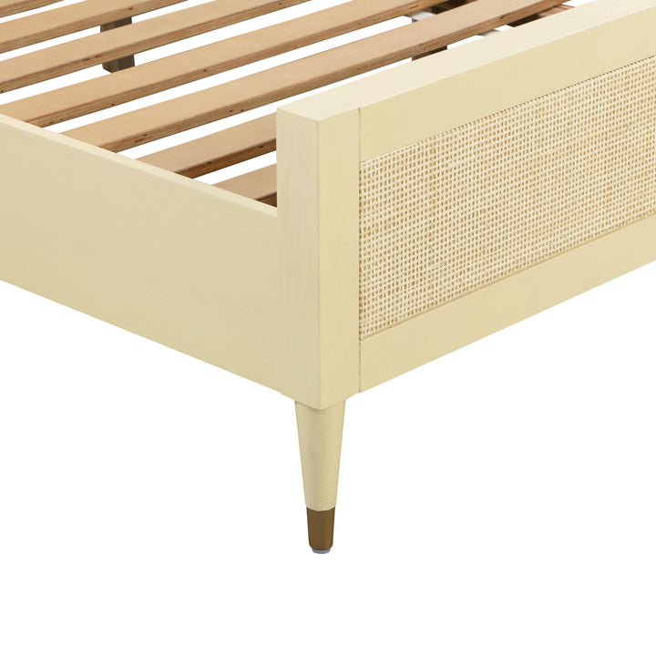 Sierra Wood &amp; Rattan Bed - Buttermilk / King
