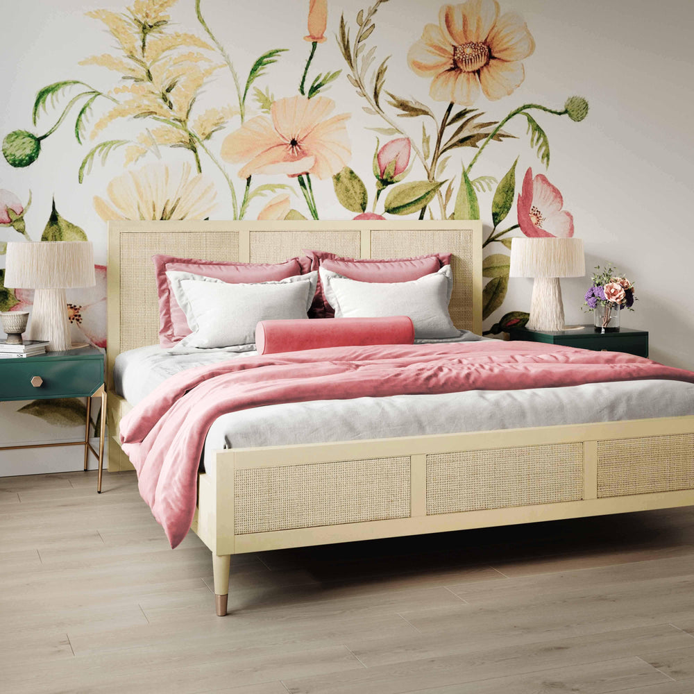 Sierra Wood & Rattan Bed - Buttermilk / King