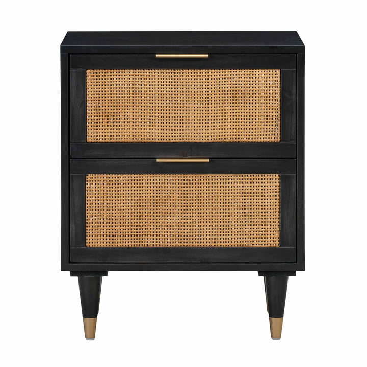 Sierra 22" Black Cane 2-Drawer Nightstand