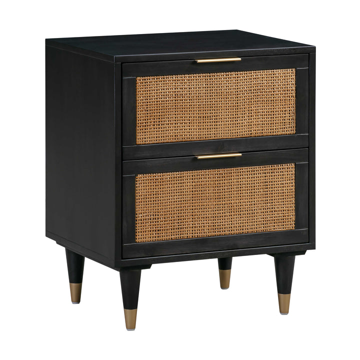 Sierra 22" Black Cane 2-Drawer Nightstand