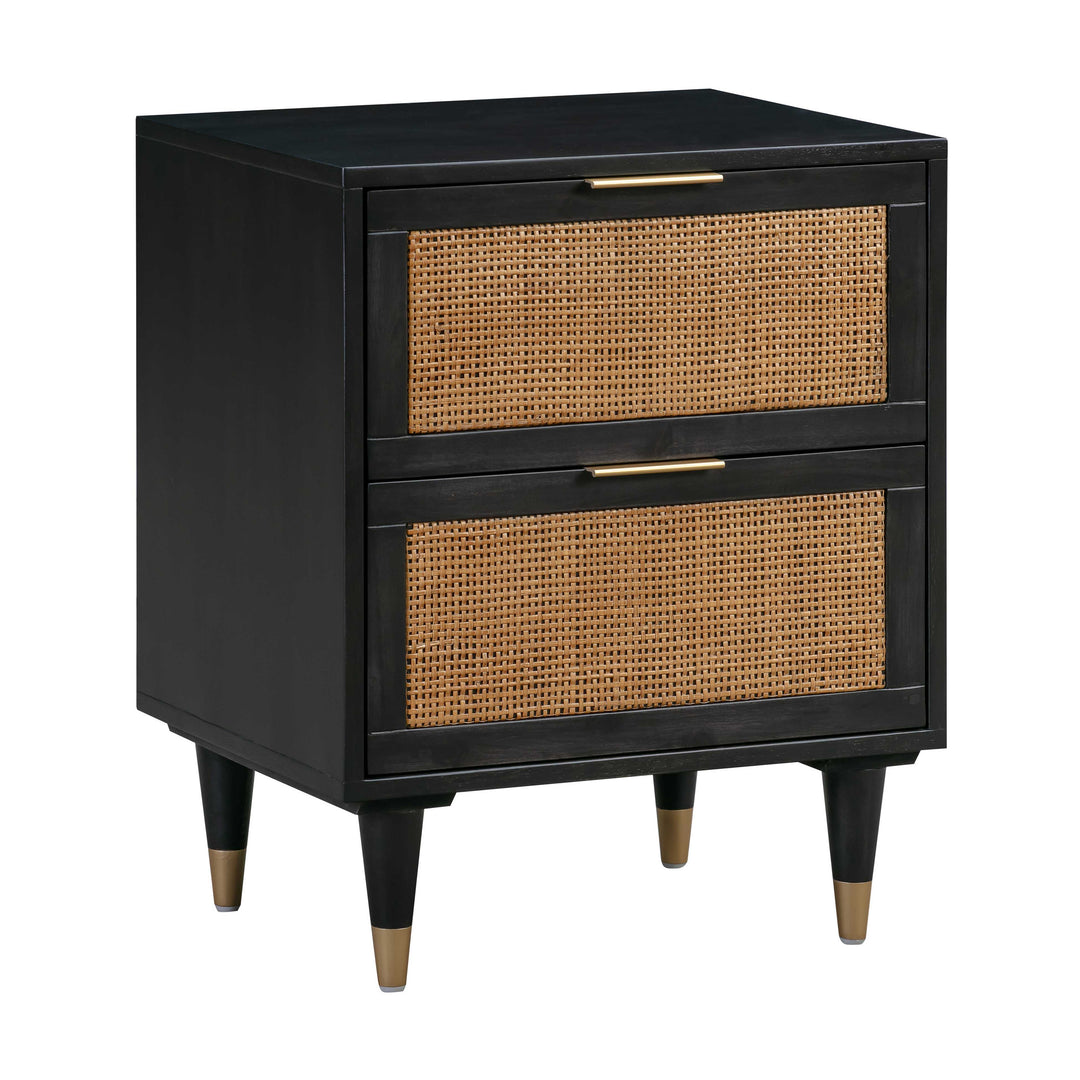 Sierra 22" Black Cane 2-Drawer Nightstand