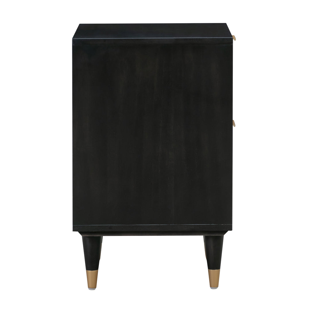 Sierra 22" Black Cane 2-Drawer Nightstand