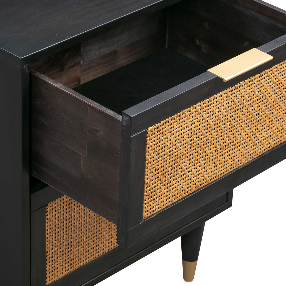 Sierra 22" Black Cane 2-Drawer Nightstand