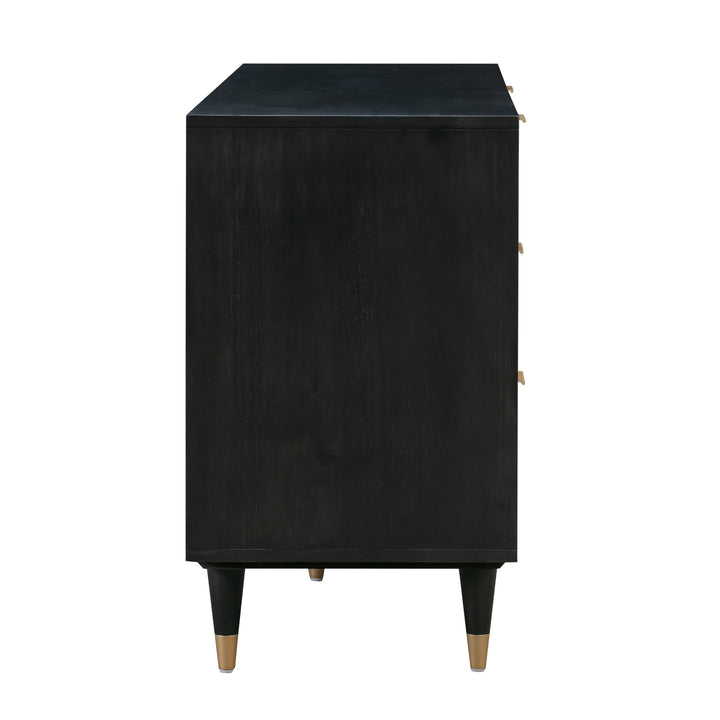 Sierra 60" Black Cane 6-Drawer Dresser