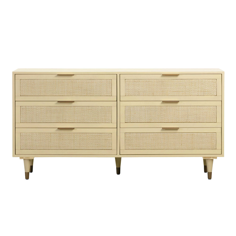 Sierra 60" Buttermilk Cane 6-Drawer Dresser
