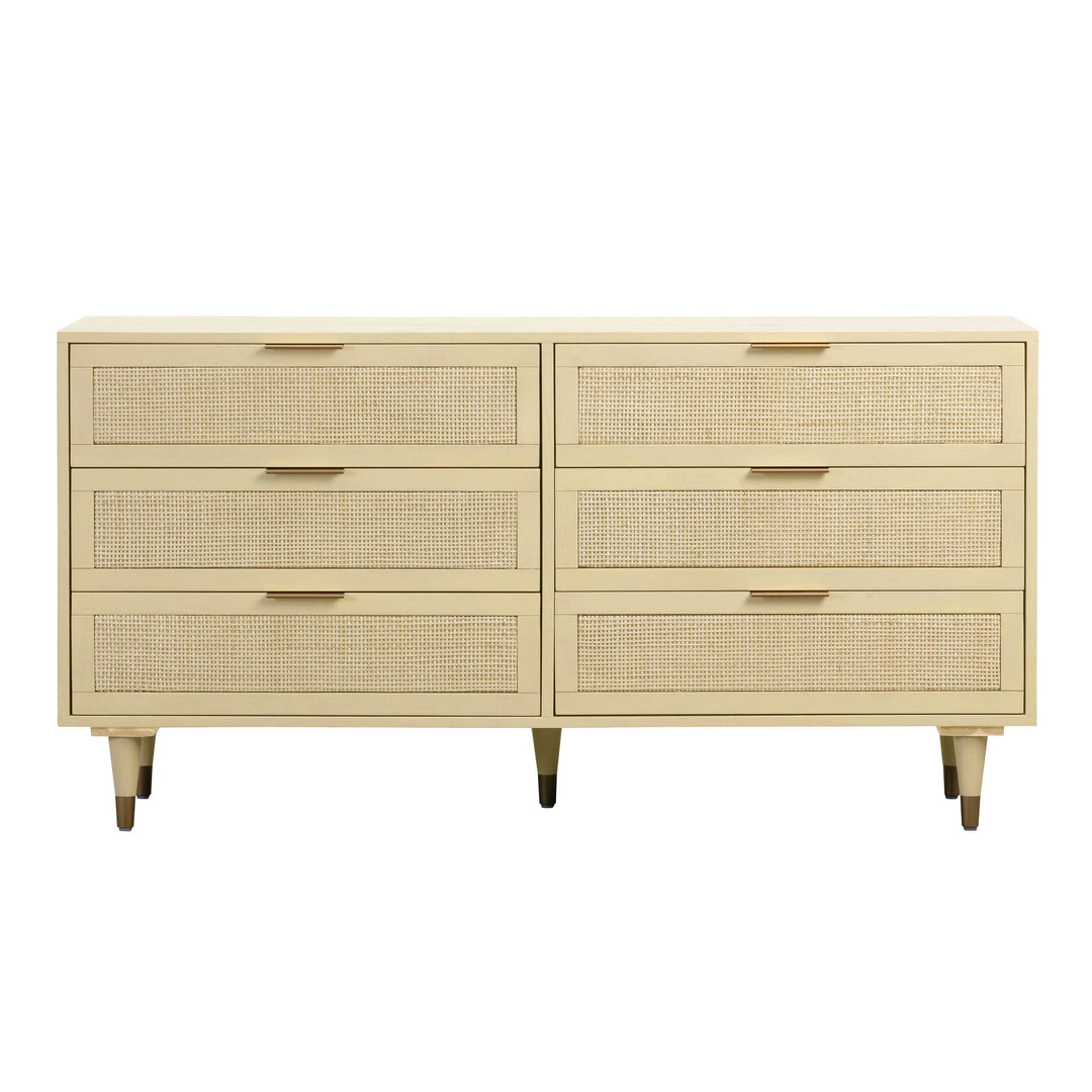 Sierra 60" Buttermilk Cane 6-Drawer Dresser