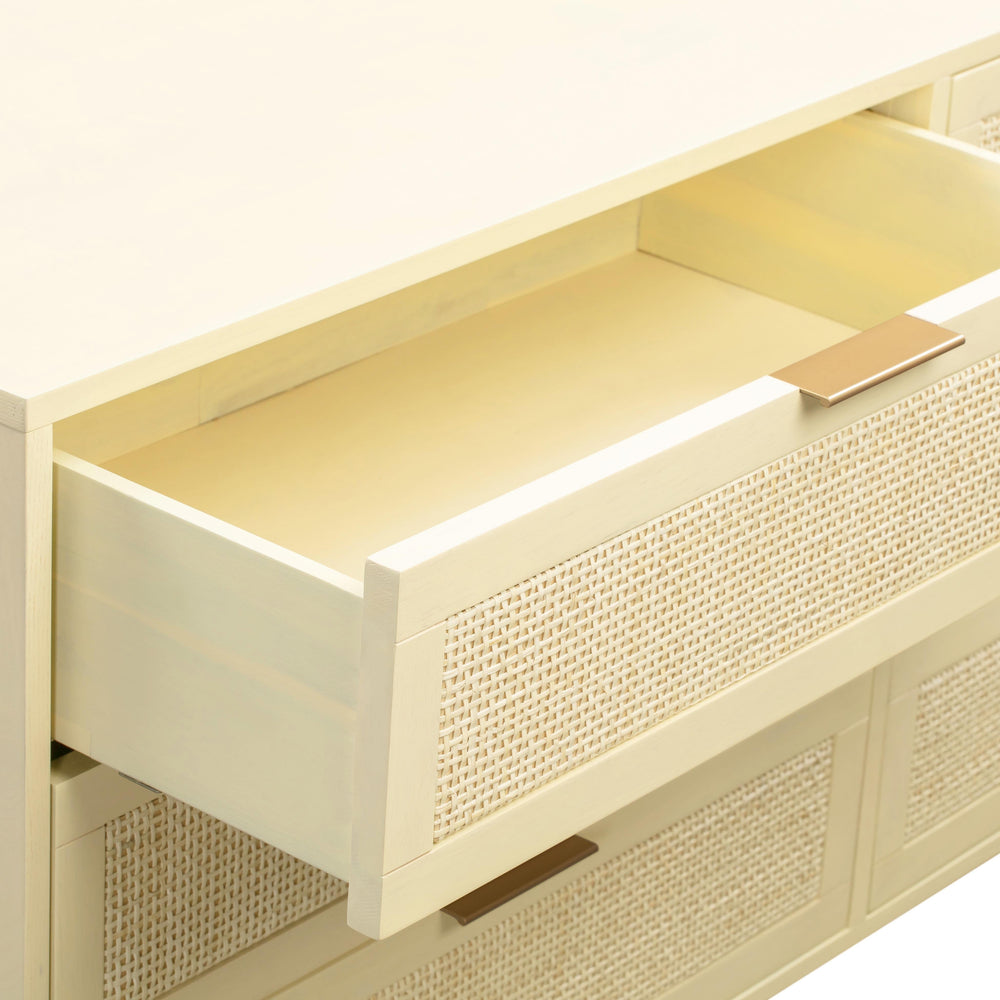 Sierra 60" Buttermilk Cane 6-Drawer Dresser