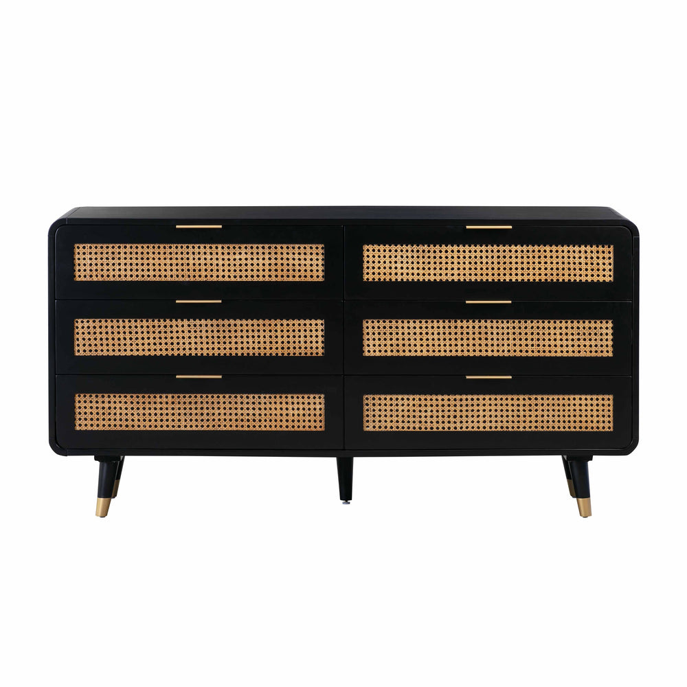 Christine 62" Black 6-Drawer Dresser