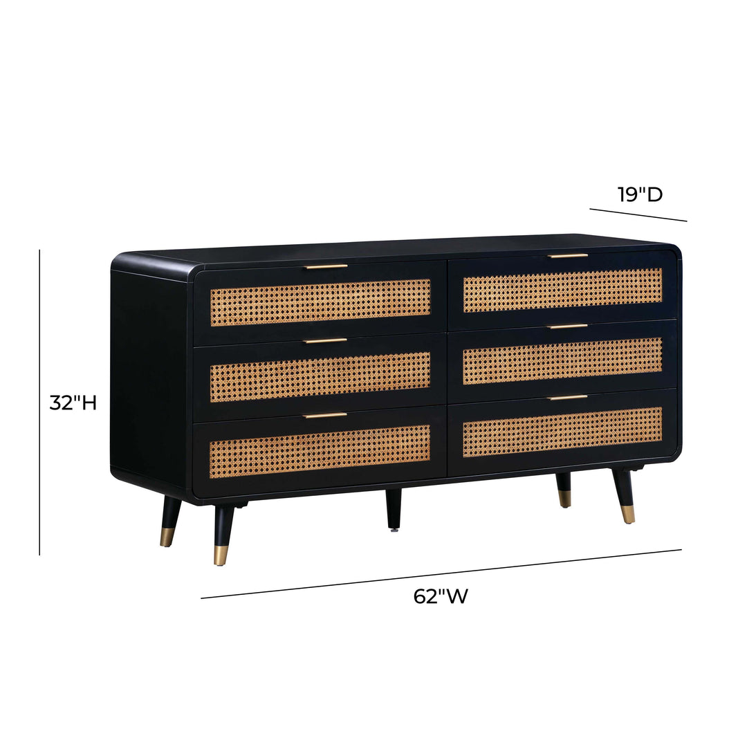 Christine 62" Black 6-Drawer Dresser