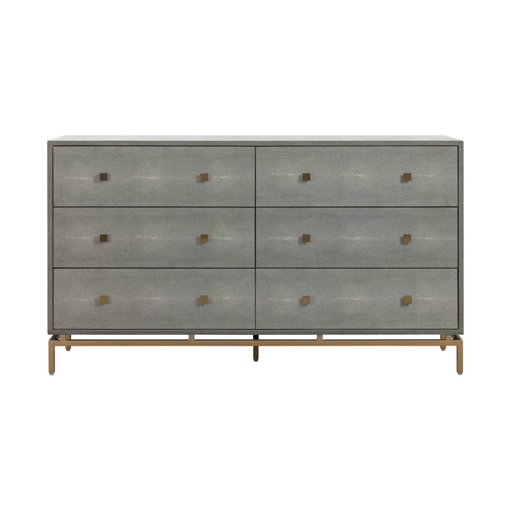 Pesce 57" Grey Faux Shagreen 6-Drawer Dresser