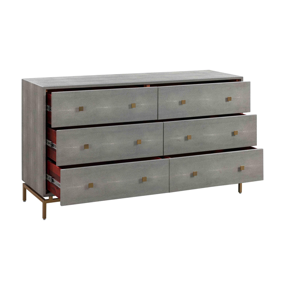 Pesce 57" Faux Shagreen 6-Drawer Dresser
