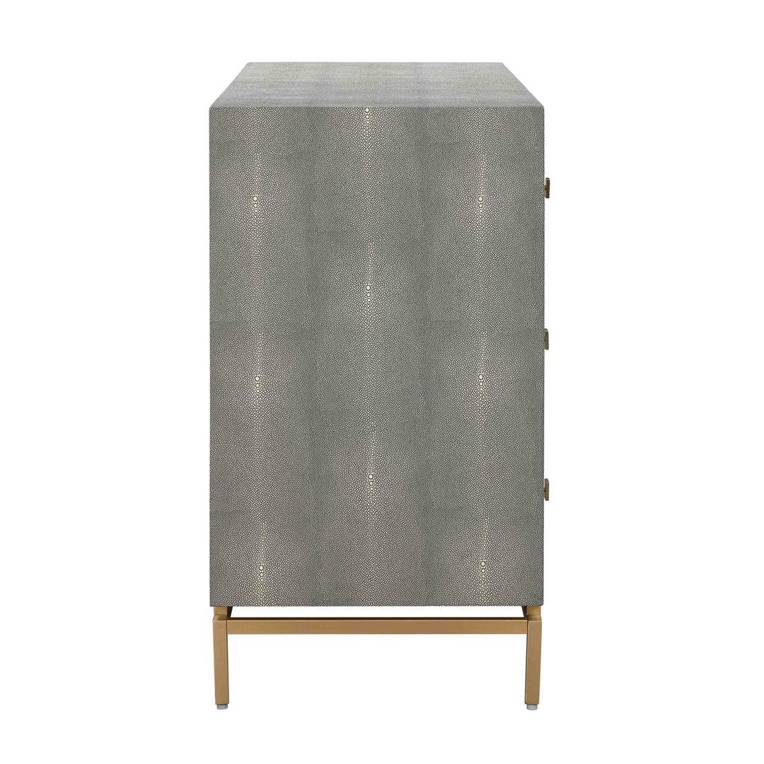 Pesce 57" Grey Faux Shagreen 6-Drawer Dresser
