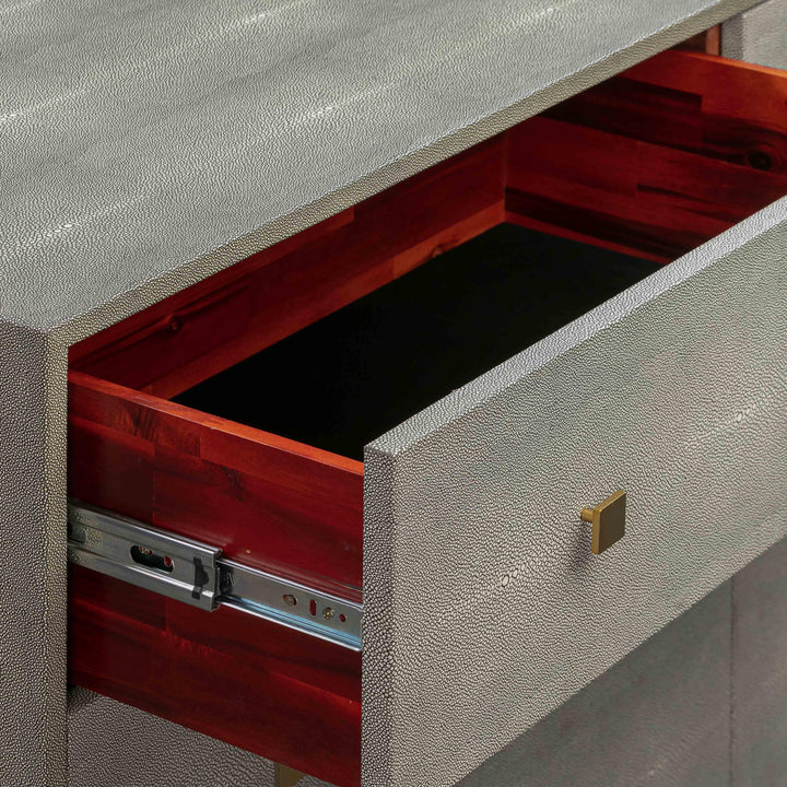Pesce 57" Grey Faux Shagreen 6-Drawer Dresser
