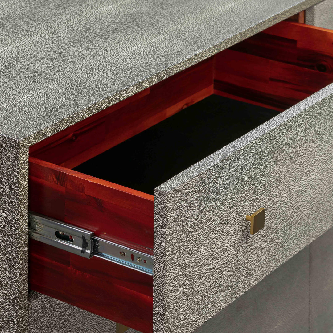Pesce 57" Grey Faux Shagreen 6-Drawer Dresser