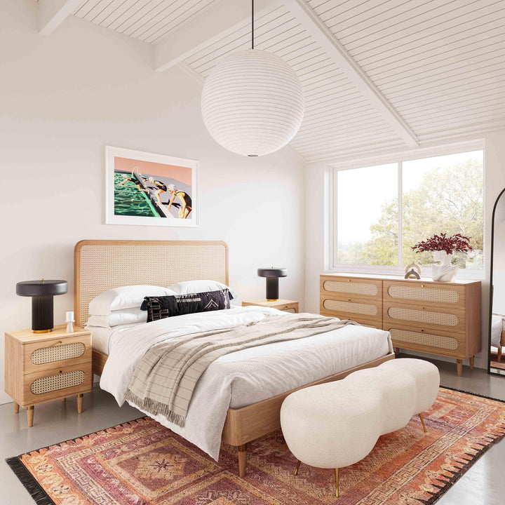 Carmen Natural Ash and Cane Bed - Queen