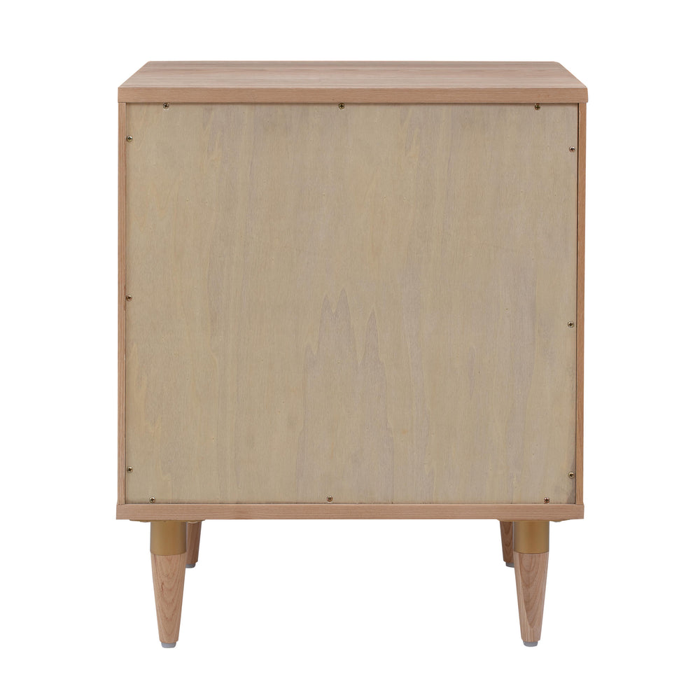 Carmen 19" Natural Ash and Cane 2-Drawer Nightstand