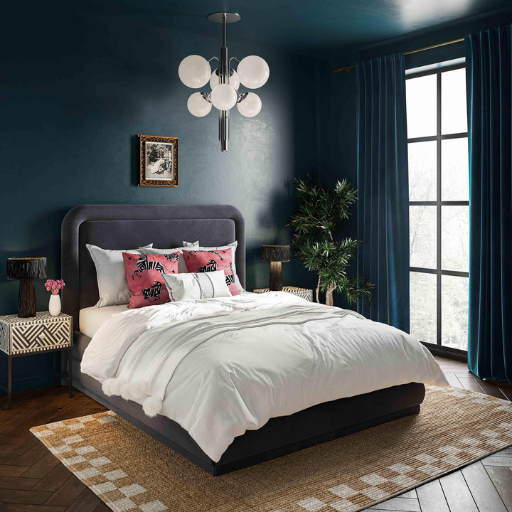 Briella Dark Grey Performance Velvet Bed - Queen