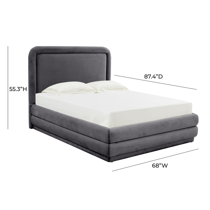 Briella Dark Grey Performance Velvet Bed - Queen