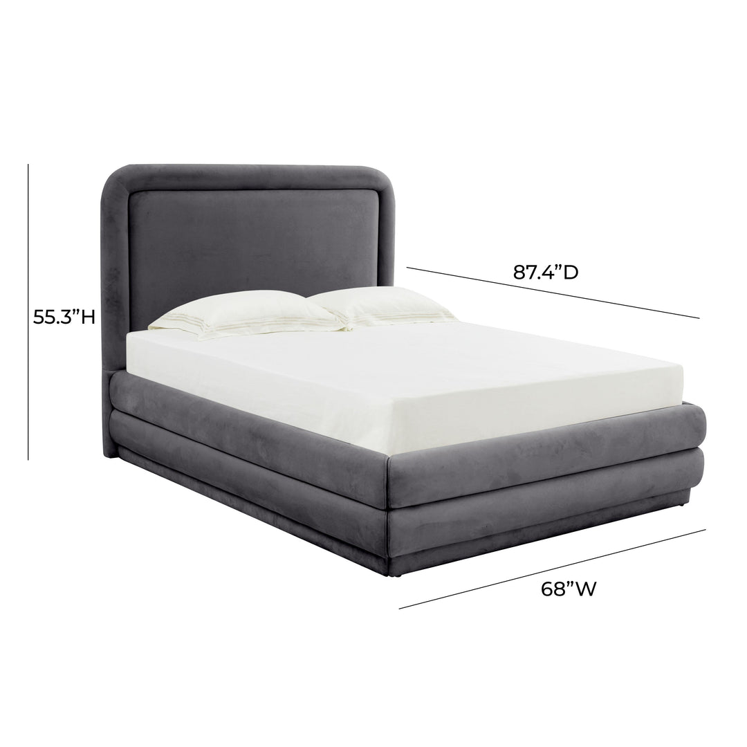 Briella Dark Grey Performance Velvet Bed - Queen
