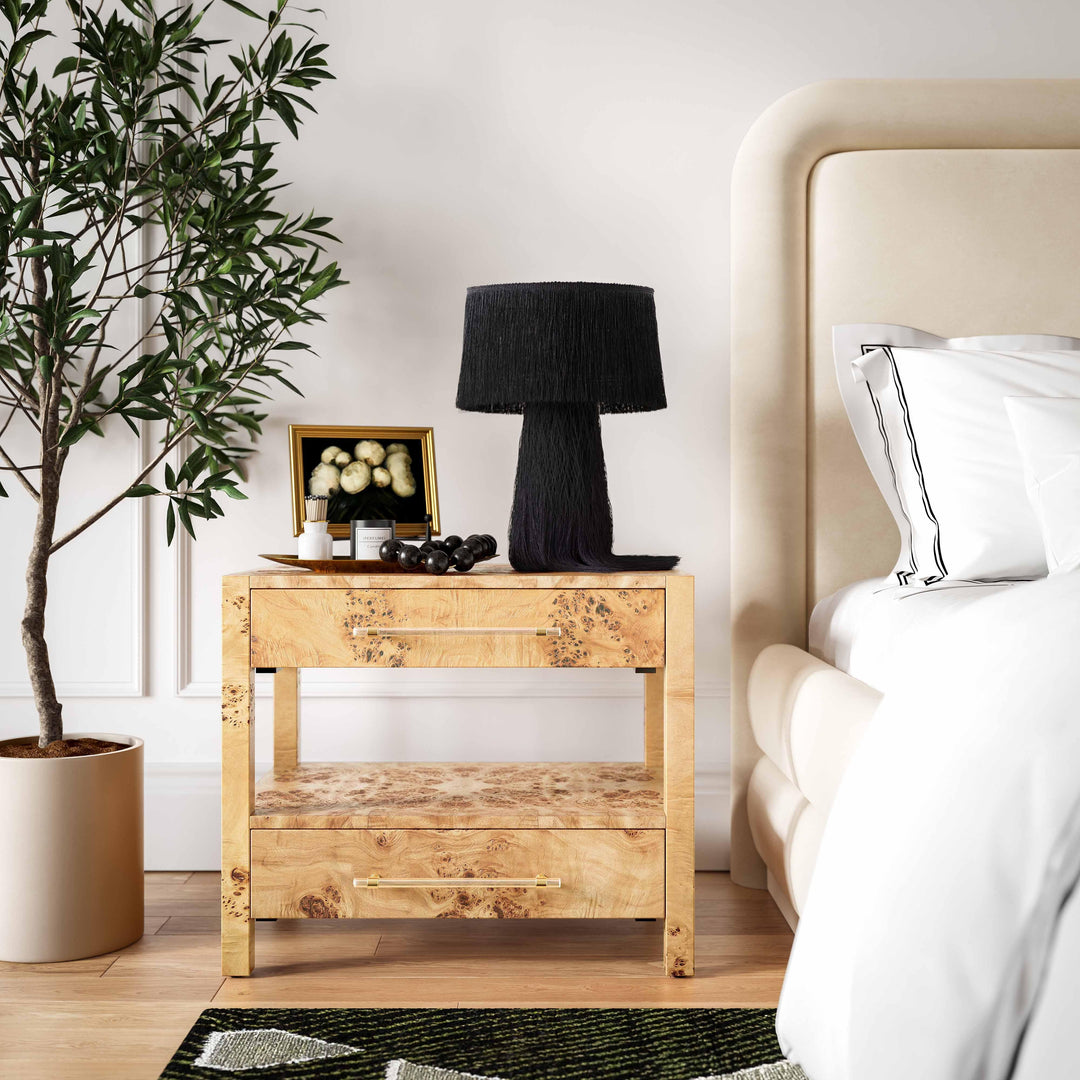 Brandyss 26" Natural Burl 2-Drawer Nightstand