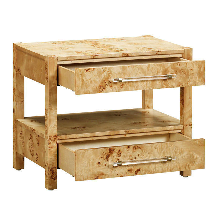 Brandyss 26" Natural Burl 2-Drawer Nightstand