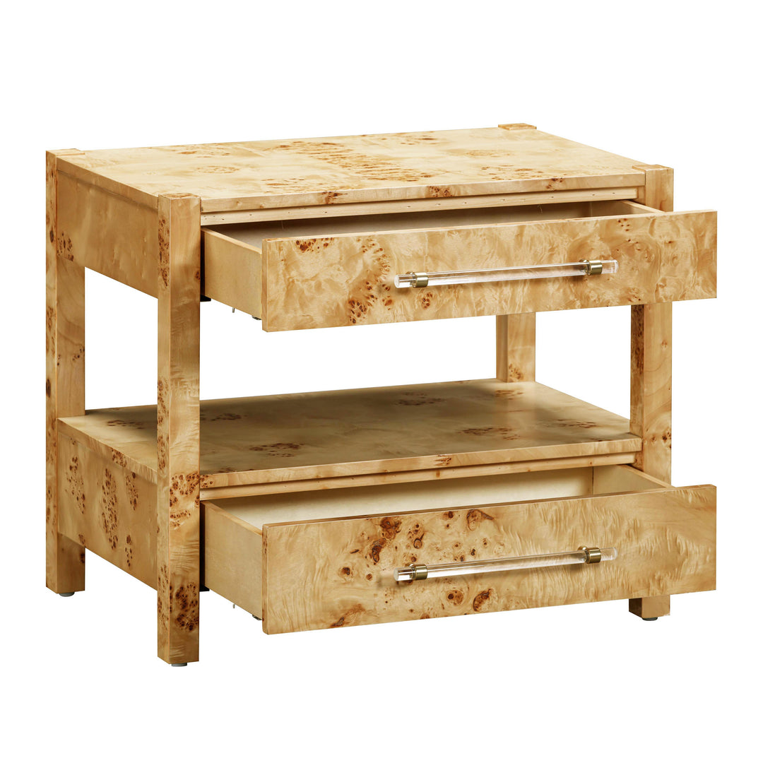 Brandyss 26" Natural Burl 2-Drawer Nightstand