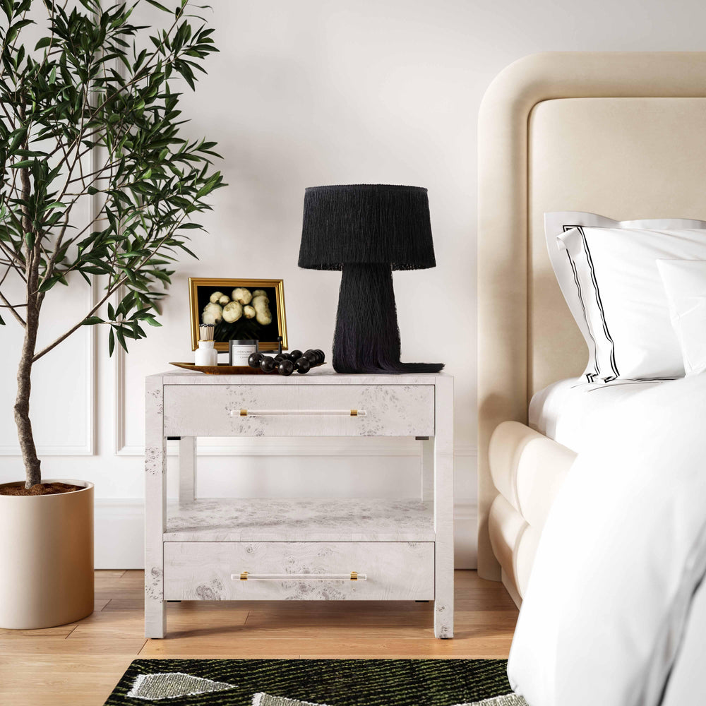 Brandyss 26" White Burl 2-Drawer Nightstand