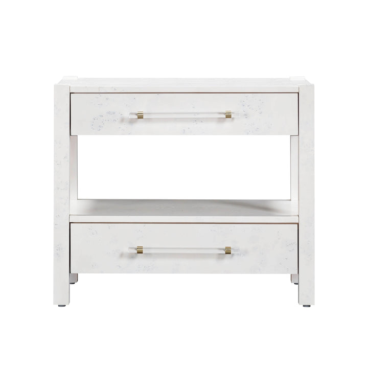 Brandyss 26" White Burl 2-Drawer Nightstand