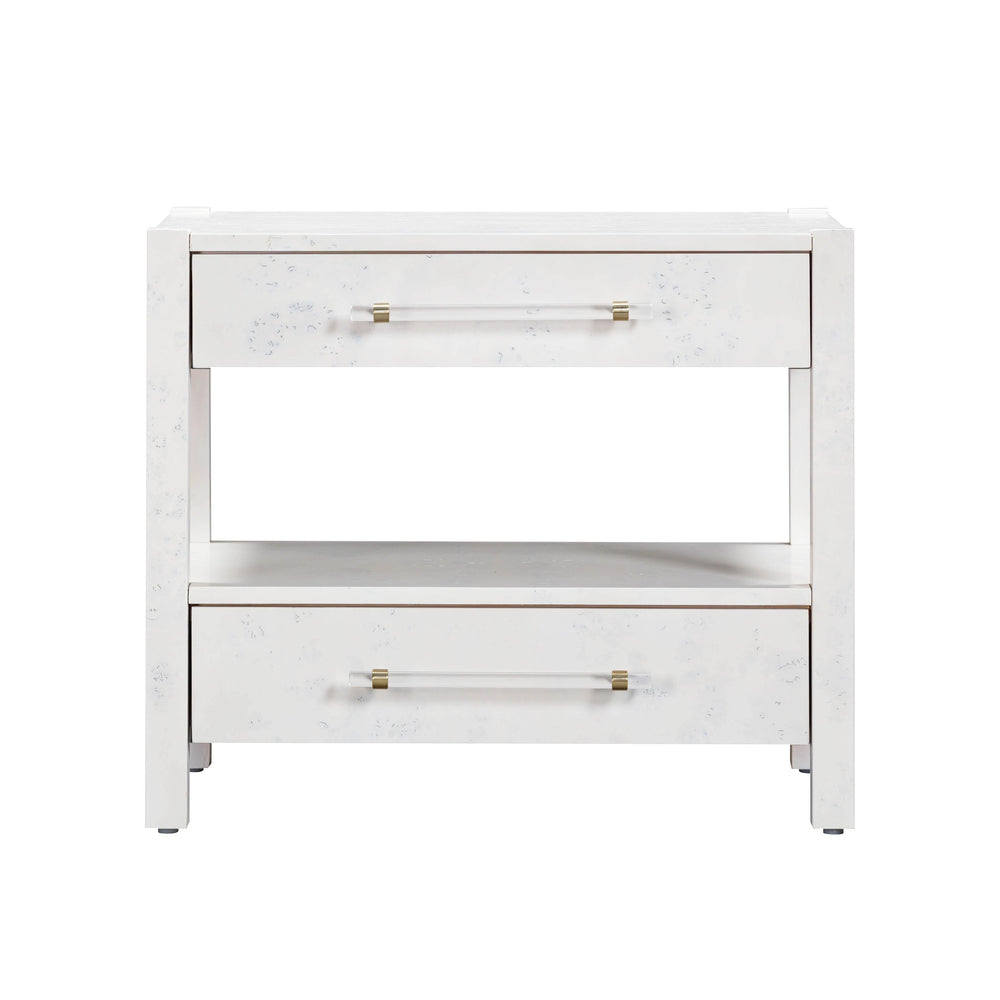 Brandyss 26" White Burl 2-Drawer Nightstand