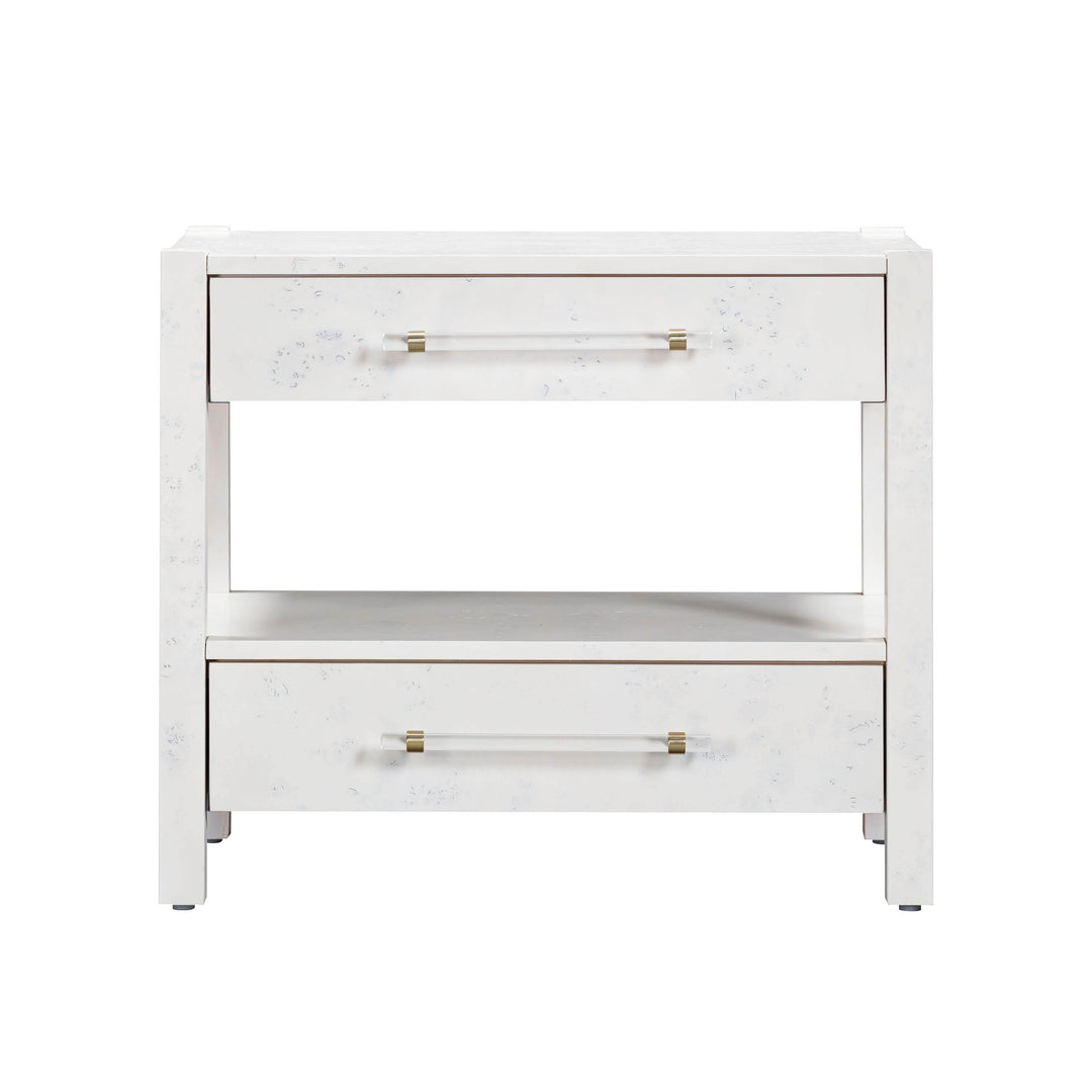 Brandyss 26" White Burl 2-Drawer Nightstand