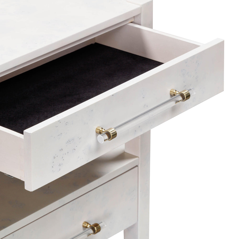 Brandyss 26" White Burl 2-Drawer Nightstand