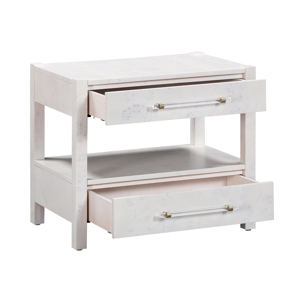 Brandyss 26" White Burl 2-Drawer Nightstand