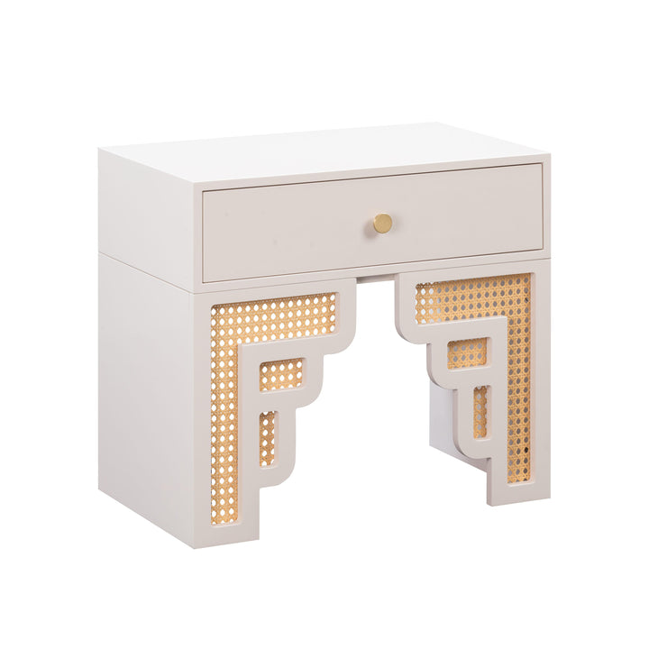 Suzie 26" Cream Rattan Nightstand With Drawer