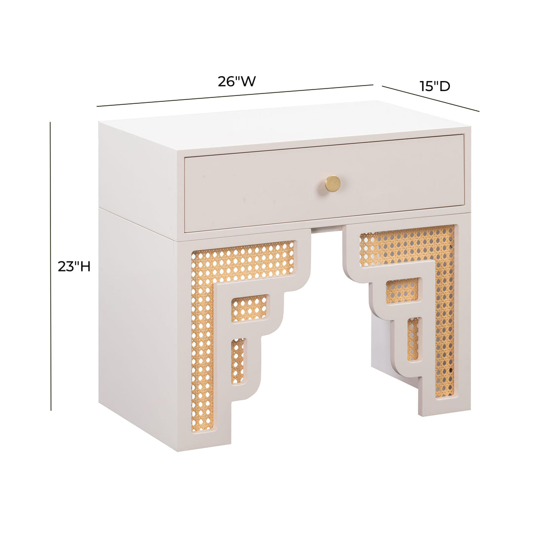 Suzie 26" Cream Rattan Nightstand With Drawer