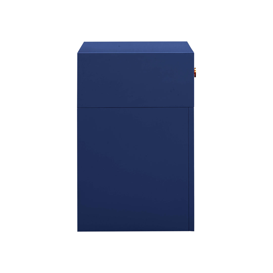 Suzie 26" Navy Rattan Nightstand With Drawer